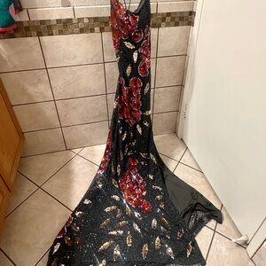 Stunning beaded sparkly floral evening gown